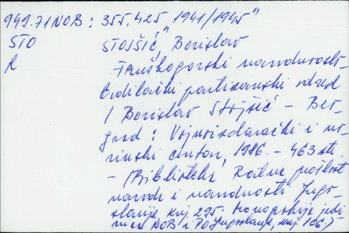 Fruškogorski narodnooslobodilački partizanski odred / Borislav Stojšić.