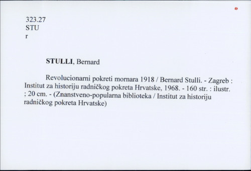 Revolucionarni pokreti mornara 1918 Bernard Stulli